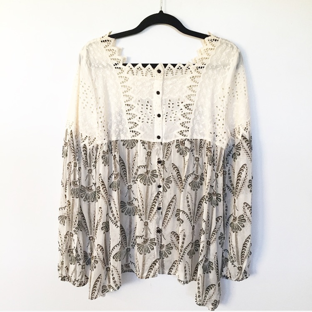 Anthropologie Floreat Cantata Eyelet Peasant Top - Picture 7 of 7